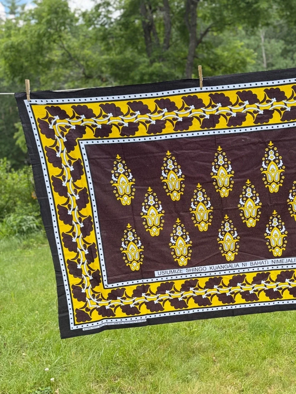 New Khanga Nzito Mali Ya Bahati Super Wax 100% Cotton Table Cloth Wall Hanging